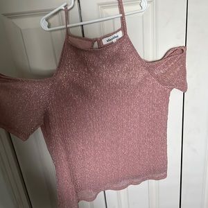 Pink glittery spaghetti straps / off shoulders